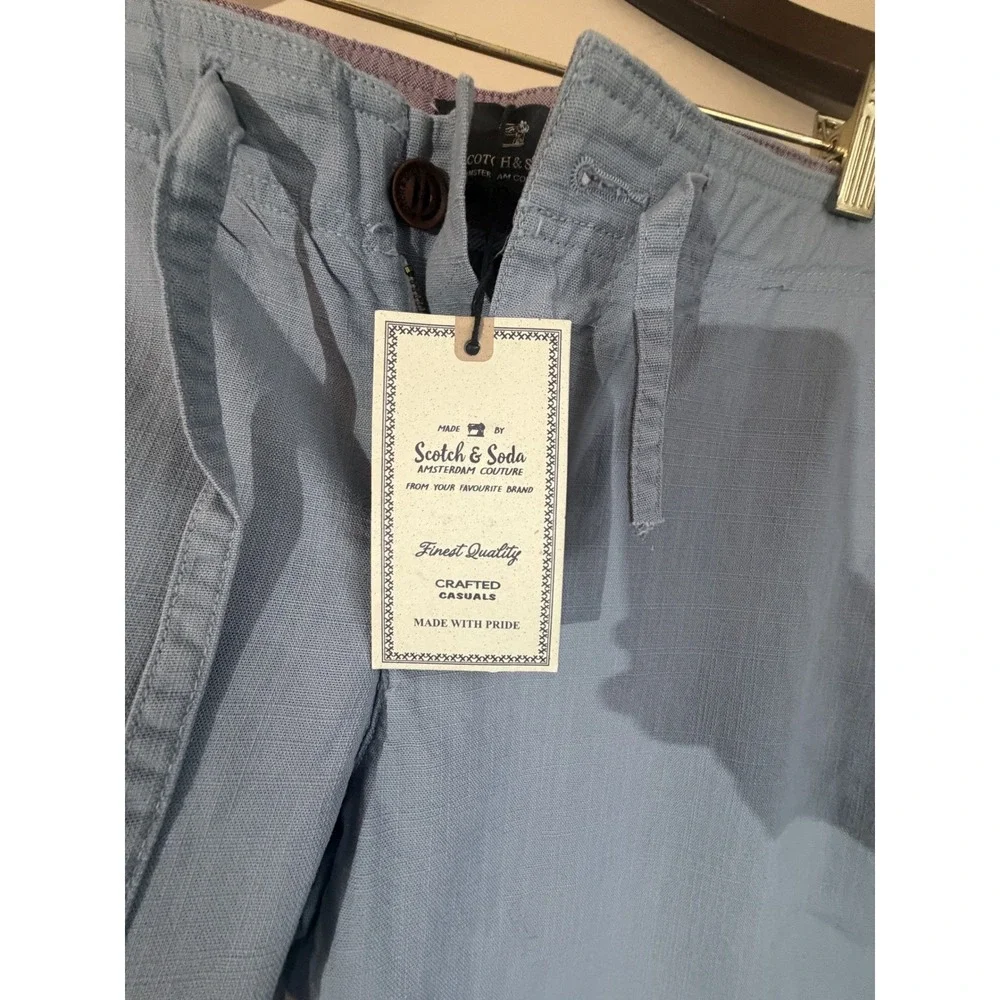 Scotch & Soda Mott Super Slim Fit Chino Pants Men's 36 Light Blue Drawstring NWT